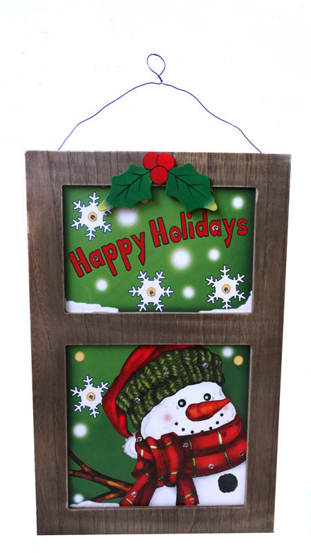 ACE TRADING - ALPINE NEW ENERGY, Alpine Happy Holidays Peeking Snowman Christmas Decoration Multicolored Wood 23 in. x 11-3/4 in (Pack of 6)