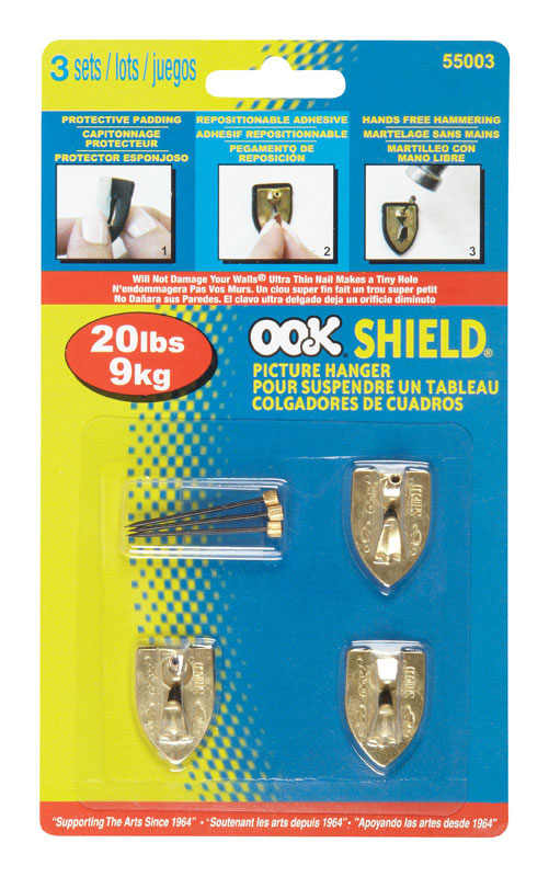 HILLMAN GROUP RSC, Ook Shield Picture Hanger 20 lb 3 pk