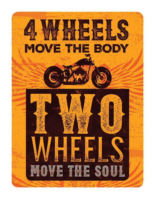 OPEN ROAD BRANDS LLC, Open Road Brands 4 Wheels Move The Body 2 Wheels Move The Soul Magnet Embossed Tin 1 pk (Pack of 4)