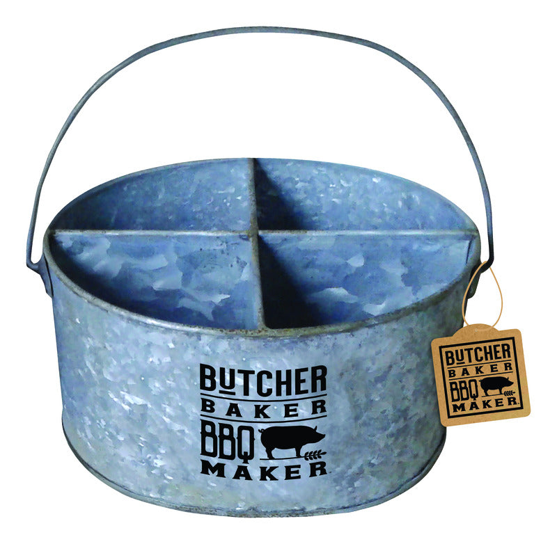 OPEN ROAD BRANDS LLC, Open Road Brands Butcher Baker BBQ Maker 4 Tin Compartment Divided Pail with Handle Tin (Pack of 2)