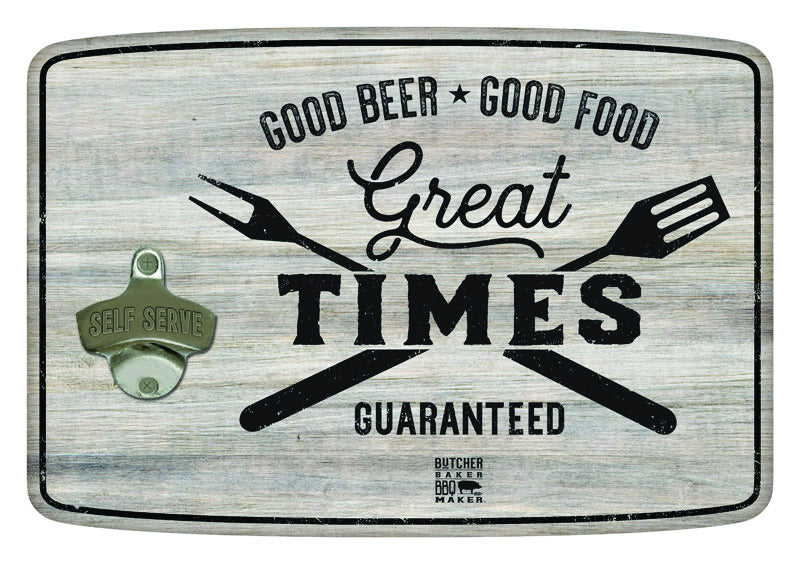 OPEN ROAD BRANDS LLC, Open Road Brands Butcher Baker BBQ Maker Good Beer Good Food Great Times Mounted Sign Bottle Opener (Pack of 4).