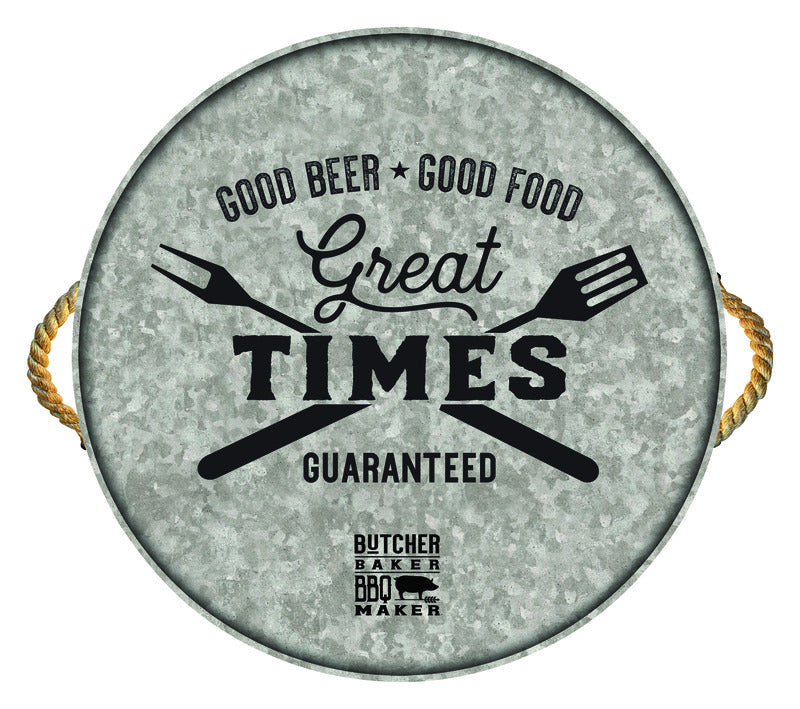 OPEN ROAD BRANDS LLC, Open Road Brands Butcher Baker BBQ Maker Good Beer Good Food Great Times Tray Galvanized Tin 1 pk (Pack of 4)