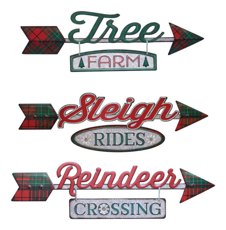 Open Road, Open Road Brands  Plaid Arrow  Christmas Sign  Metal  1 pk (Pack of 6)