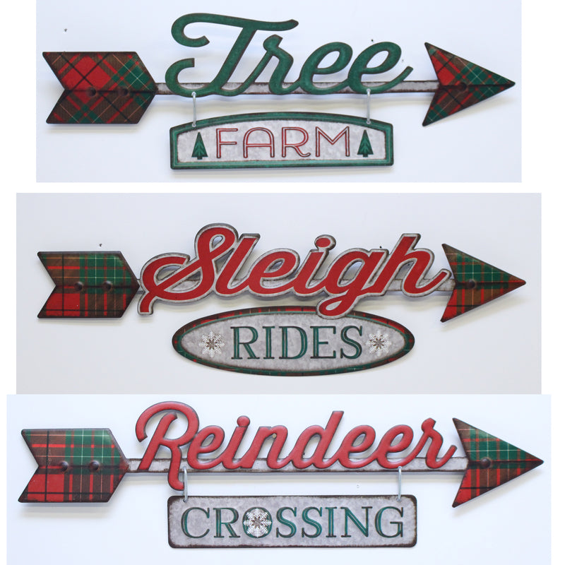 Open Road, Open Road Brands  Plaid Arrow  Christmas Sign  Metal  1 pk (Pack of 6)