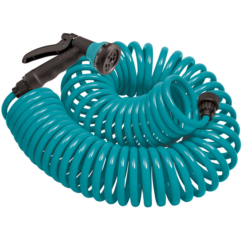 ORBIT IRRIGATION PRODUCTS INC, Orbit Blue Coil ABS Threads Hose 25 ft. with 8-Pattern Spray Nozzle