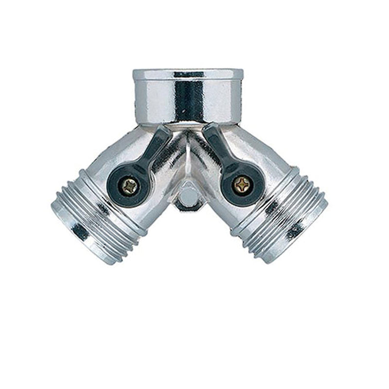 ORBIT IRRIGATION PRODUCTS INC, Orbit Zinc Threaded 2 Male/1 Female Y-Hose Connector with Shut Offs