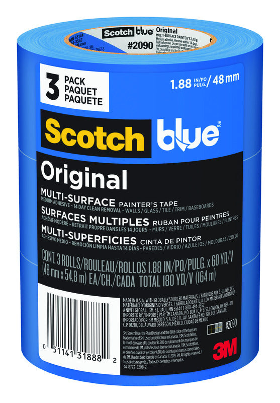 3m Company, ScotchBlue 1.88 in. W X 60 yd L Blue Medium Strength Original Painter's Tape 3 pk